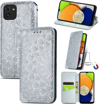 Produktbild von König Design Hülle kompatibel mit Samsung Galaxy A03 Kunstleder Handyhülle - Handy Case Grau