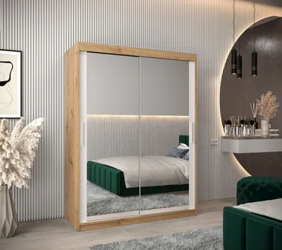 Obrázek produktu pro Skříň s posuvnými dveřmi v šířce 150 cm TIMEA 3 - dub artisan / bílá