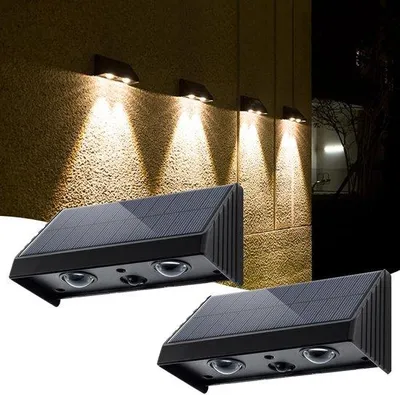 Immagine prodotto di Set da 2 lampade solari da esterno impermeabili, faretti LED solari da esterno di sicurezza, lampade solari da esterno impermeabili IP65, lampade da giardino da esterno impermeabili IP65