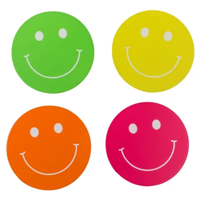 Produktbild von Smile Gesichter Untersetzer in Neon-Farben im 4er Set