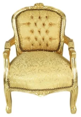 Produktbild von Casa Padrino Barock Kinderstuhl im Antik Stil, Gold Muster / Gold, Höhe 71 cm, Breite 51 cm, Sitzhöhe 34 cm