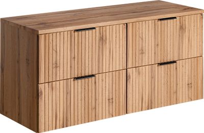 Waschtischunterschrank 120cm ADELAIDE-56 Wotaneiche mit gerillter Front, B/H/T 120,6/59,2/46,5 cm