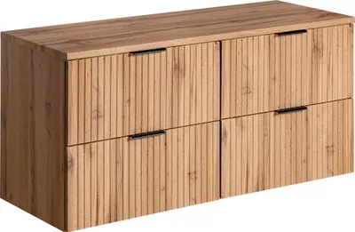 Produktbild von Waschtischunterschrank 120cm ADELAIDE-56 Wotaneiche mit gerillter Front, B/H/T 120,6/59,2/46,5 cm