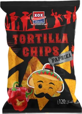 Obrázek produktu pro XOX Tortilla Chips Paprika kukuřičné chipsy s paprikovým kořením 120g