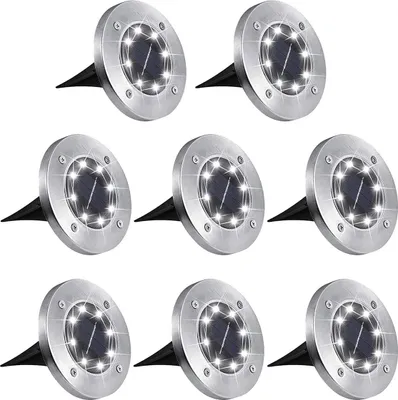 Produktbild von Solarlampe Aussen, 8-teiliges Solarlicht Aussen, 8LED Solar Gartenlampe Aussen, IP65 Wasserdichter Solarstrahler Aussen, Dekorative Solarlampe Aussen für Terrassenweg