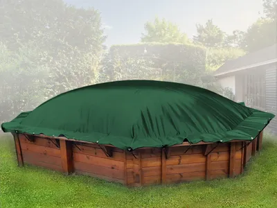 Obrázek produktu pro AirDeluxe® Nafukovací osmiboký kryt bazénu (330 cm x 330 cm, zelený RAL6005) plachta na bazén z plachty na nákladní automobily 680 g/m² (1360 g/m²) - stabilní zimní kryt