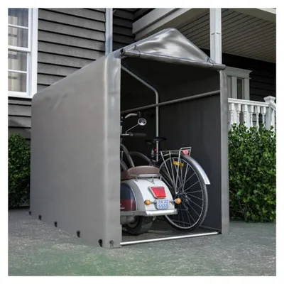 Produktbild von Garagenzelt für 2 Fahrräder, wetterfest mit verzinktem Stahlrohr und PE-Plane, Abmessungen 187x100x160 cm in Dunkelgrau