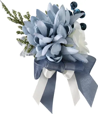Produktbild von Hochzeets-Blossem, Braut & Bräutigam Corsagen, realistische Seidenblumen für Bankett & Ball, nebligblau