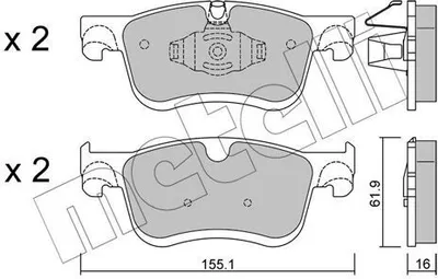 Produktbild von METELLI Bremsbeläge Satz Vorne Bremsklötze für CITROËN Berlingo (K9) 22-1349-0