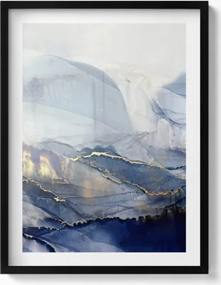 Produktbild von Abstrakt mit Gold– Wandbild mit Rahmen – Gerahmtes Bild  – Wanddekoration – 60x80 cm –  Schwarz Rahmen