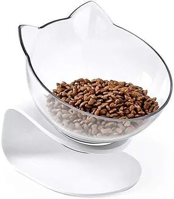 Produktbild von Rutschfester Katzennapf mit erhöhter Stütze. Der Futternapf für Katzen und kleine Hunde ist um 15° geneigt, um die Halswirbelsäule des Tieres zu schützen.