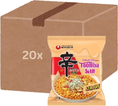 Productafbeelding van 20 porties Shin Ramyun Toomba, pittige en romige wokgerechten, 137g per portie | Pittig & romig | Koreaanse instant noodles, halal gecertificeerd + verzendbescherming
