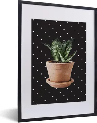 Produktbild von MuchoWow® MuchoWow® Gerahmtes Poster Pflanze - Blumentopf - Dots 30x40 cm - Poster mit zchwarzem Bilderrahmen - Wandposter Schlafzimmer