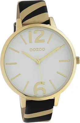 Produktbild von Oozoo Leder Damen Uhr Analog Quarzuhr Armband beige schwarz Timepieces D2UOC10213