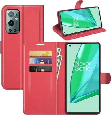 Produktbild von König Design Hülle kompatibel mit OnePlus 9 Pro Kunstleder Handyhülle - Handy Case Rot