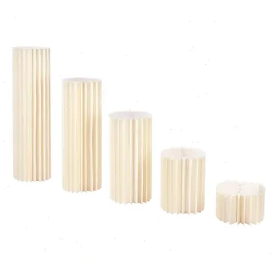 Immagine prodotto di Colonne in cartone per fioriere - Set di 5 elementi - Altezza da 20 a 100 cm - Pannelli in PVC, diametro 30 cm - Capacità di carico di 50 kg per colonna - Ideali per decorazioni di matrimoni ed eventi - Colore bianco