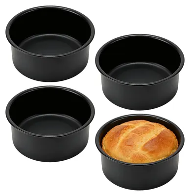 4 runde Kuchenformen 15,5 cm, antihaftbeschichtet, Kohlenstoffstahl