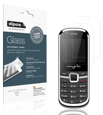 Produktbild von 2x Schutzfolie für Myria Tiny - Anti-Shock 9H Folie dipos Glass Kunststoffglas