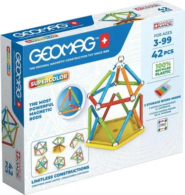 Produktbild von Geomag Super Color Recycled, 42 Teile, Magnetisches Konstruktionsspielzeug, Mehrfarbig