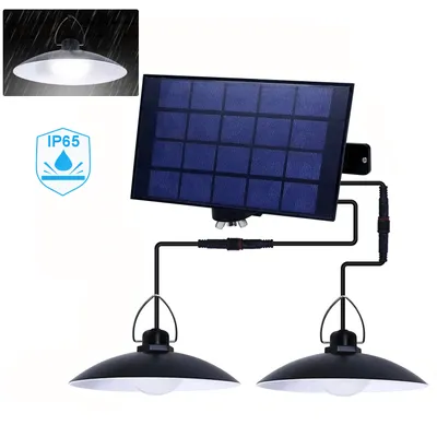 Produktbild von LED Solarlampe Außen Dämmerungssensor,Pendelleuchte Kaltweiß IP65 Wasserdicht Balkon Garten Stall Pavillon,mit 2 Leuchten