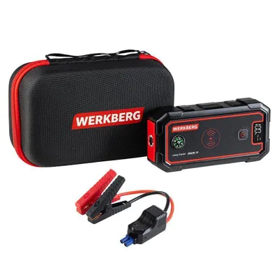 Zdjęcie produktu dla Urządzenie rozruchowe powerbank booster WERKBERG AL005 1500A/2500A 23800mAh w zestawie ładowarka bezprzewodowa