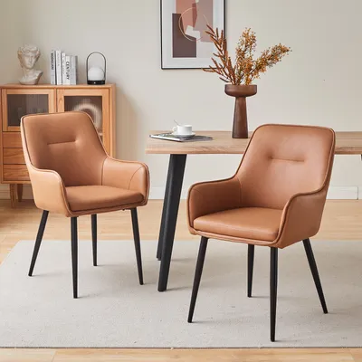 Produktbild von CLIPOP Esszimmerstühle 2er Set Gepolstertes Kunstleder Sitz, Design-Patente Küchenstuhl, Braun