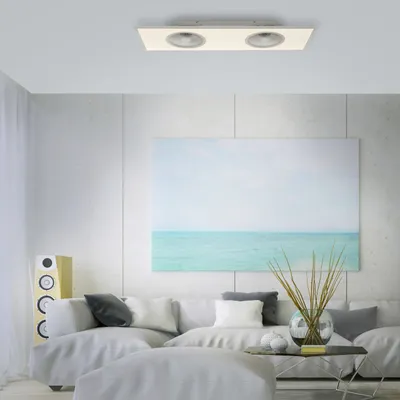 Productafbeelding van Leuchten Direkt LED-plafondlamp Flat Air, wit, 120 x 40 cm, met ventilator