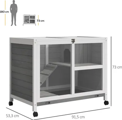 Obrázek produktu pro Klec pro menší zvířata PawHut, klec pro hlodavce, klec pro menší zvířata, klec pro morčata, šedá barva