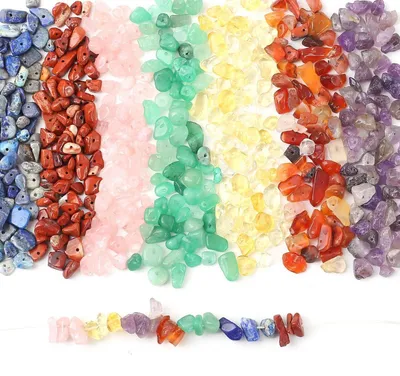 Image de Perles en pierres naturelles Edelstein, 7 chakras, cristaux, perles de 5 à 8 mm, 420 à 440 pièces