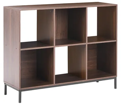 Produktbild von BELIANI Bücherregal Dunkelbraun Holzoptik Faserplatte mit 6 Fächern Stauraum Aufbewahrung Regal Wohnzimmer Schlafzimmer