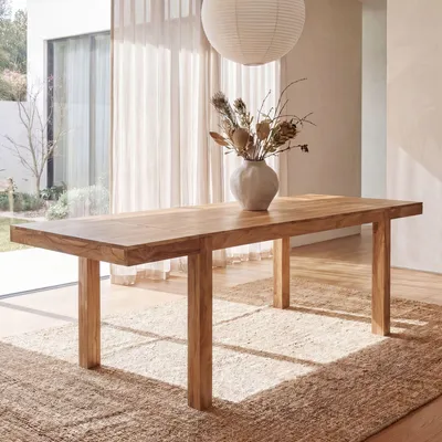 Produktbild von WOHNLING Esszimmertisch 160 - 240 cm Akazie Massivholz Zeitlos Küchentisch Verlängerbar Speisetisch Groß Rechteckig Schlicht Holztisch Esszimmer