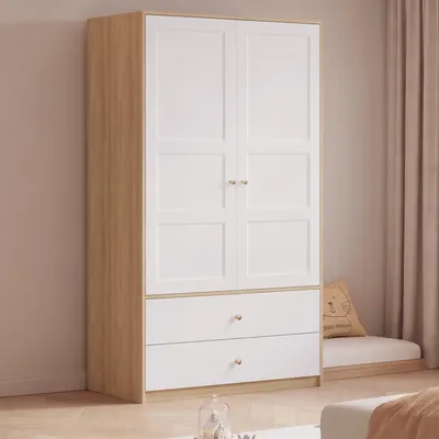 Produktbild von STILVORA Kleiderschrank mit 2 Türen und Kleiderstange, Garderobenschrank mit 2 Schubladen, Schlafzimmerschrank mit Stauraum