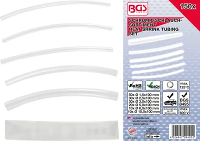 Immagine prodotto di Assortimento di tubi termoretraibili | trasparenti | 150 pz.