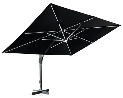 Produktbild von HOME DELUXE LED-Sonnenschirm DIARO – Aluminium, Polyester (400 x 361 cm) | Solarbetrieben, wetterfest, ideal für Terrassen