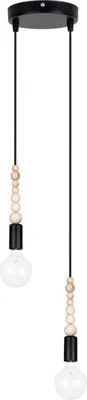 Produktbild von Pendelleuchte Metall 14 cm breit H: max. 90 cm Schwarz Natur E27 2-flammig Retro Hängeleuchte