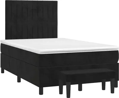 Image de vidaXL Lit boxspring avec matelas noir 120x190 cm velours