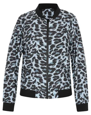 Produktbild von Damen Jacke mit Tiermuster, normale Passform, lange Ärmel, Reißverschluss, grau, Größe L