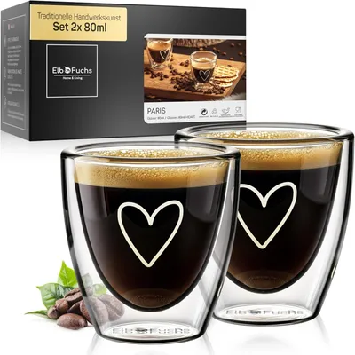 Productafbeelding van Dubbelwandige Espressoglazen 80ml - Set van 2 | Hoge Kwaliteit | Cadeautip voor Koffieliefhebbers