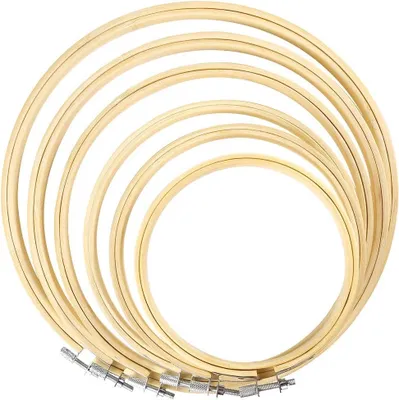 Produktbild von 6 Stickrahmen Set Bambus 4 bis 10 Zoll Kreuzstich Stickerei Dekoration