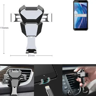 Produktbild von K-S-Trade Lüftungshalterung kompatibel mit Blackview BV6300 kompakte Handy-Halterung Lüftungsschlitz Lüftungsgitter Autohalterung KFZ