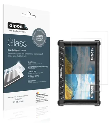 Produktbild von 2x Schutzfolie für Desview P5 II 5.5 Zoll - Anti-Shock 9H Folie dipos Glass Kunststoffglas