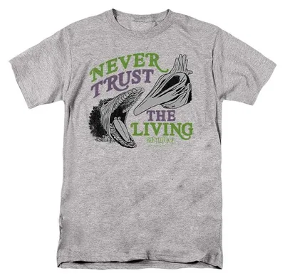Produktbild von Beetlejuice - "Never Trust The Living" T-Shirt für Herren/Damen Uni TV40737 (XXL) (Sportliches Heather), KI-generiertes Bild