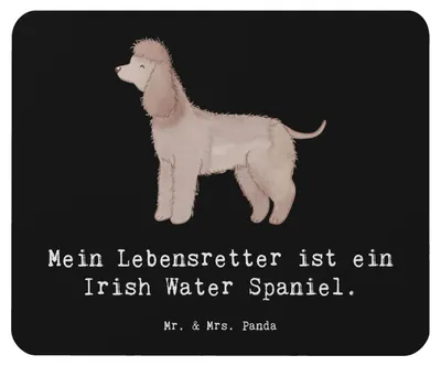 Produktbild von Mr. & Mrs. Panda Mouse Pad Irish Water Spaniel Lebensretter - Schwarz - Geschenk, Jagdhund, laptop mousepad, pc, computermatte, Mauspad