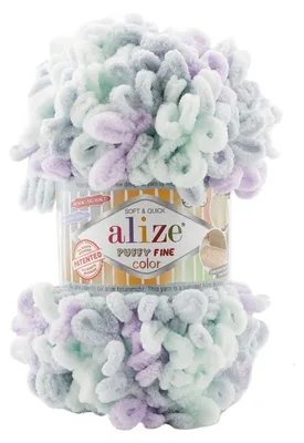 Produktbild von 100g Strickgarn ALIZE Puffy Fine Color, Fingerstrick Fingerstrick-Wolle ohne Nadel