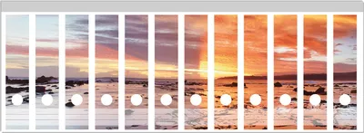 Produktbild von Wallario Ordnerrücken Sticker, selbstklebend für breite Ordner, 12 Stück, Motiv Wattwanderung am Meer bei Sonnenuntergang