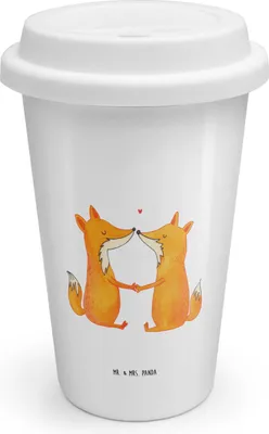 Produktbild von Mr. & Mrs. Panda Kaffeebecher To Go Füchse Liebe - Weiß - Geschenk, Becher, Thermobecher, Mehrwegbecher, Fuchs, Ehefrau, Liebesbeweis, Verlobte, ToGo
