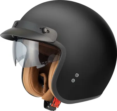 Produktbild von Motorradhelm Halbschalenhelm Jethelm Sturzhelm mit integriertem ausklappbaren Visier und Sonnenblende ECE 22-06 Mofa Helm, Schwarz, L(59CM)
