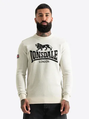 Produktbild von Herren gestrickter Pullover normale Passform SWANSCOMBE Beige/Black M Lonsdale