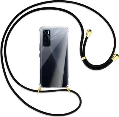 Produktbild von Handykette Backcover-Schutzhülle mit Band (Metall goldfarben) für vivo V20 SE (V2022) / Y70 - schwarz