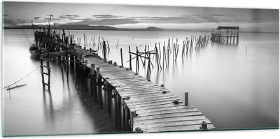 Produktbild von Bilder auf glas - Meer Brücke Landschaft Natur - 120x50cm - Glasbilder - Wandbilder - Kunstdruck - zum Aufhängen bereit - Wanddekoration aus Glas - Glas Bilder - Wandbild auf Glas - GAB120x50-3082